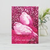 INVITATION COLOMBES BLANCHES EN FUCHSIA ROSE (Debout devant)