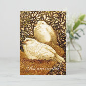 INVITATION COLOMBES BLANCHES EN SÉPIA BRUN (Debout devant)