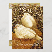 INVITATION COLOMBES BLANCHES EN SÉPIA BRUN (Devant / Derrière)