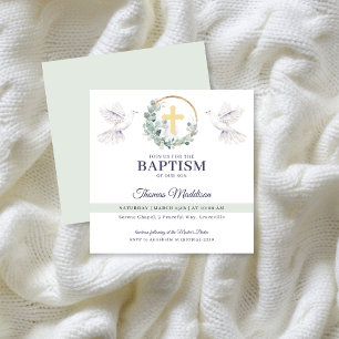 Invitation Colombes blanches pour baptême chrétien