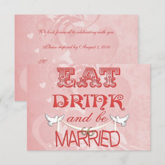 Invitation Colombes de mariage RSVP (Devant / Derrière)