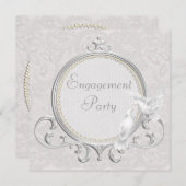 Invitation Colombes et partie de fiançailles blanches de (Devant / Derrière)