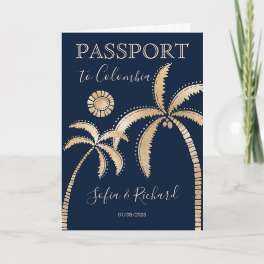Invitation Colombie Code QR du passeport de mariage de destin (Devant)
