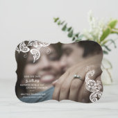 Invitation Colon Floral Blanc Enregistrer La Date Annonce (Debout devant)