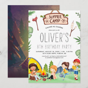Invitation Colonie de vacances pour enfants sur le thème du c