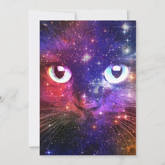 Invitation Color Burst Galaxy Cat  (Devant)