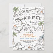 Invitation Color Me Dinosaur Birthday Party (Devant)