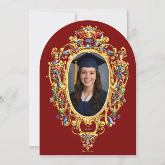 Invitation Color Rococo Cartouche Photo Template Graduation (Devant)