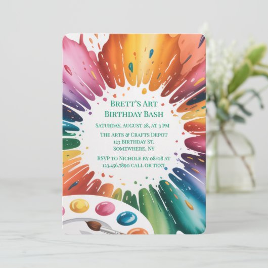 Invitation Color Splash Art Birthday Bash (Debout devant)
