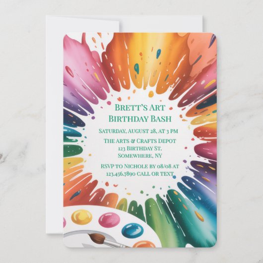 Invitation Color Splash Art Birthday Bash (Devant)