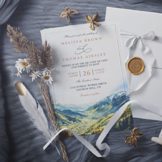 Invitation Colorado Mountain Destination QR Code Wedding