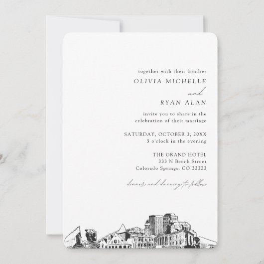 Invitation Colorado Printemps Mariage Élégant Skyline Invitat (Devant)