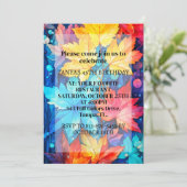 Invitation Coloré Abstrait Automne Congé Anniversaire (Debout devant)