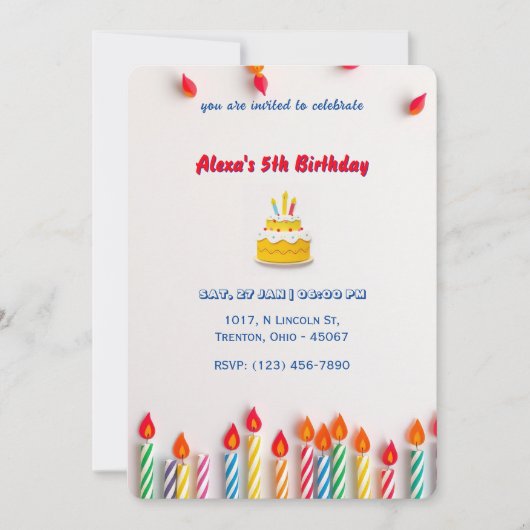 Invitation Coloré Anniversaire bougie Extravaganza! (Devant)
