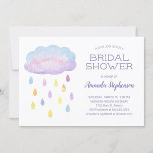 Invitation Coloré Aquarelle Cloud Fête des mariées Raindrops