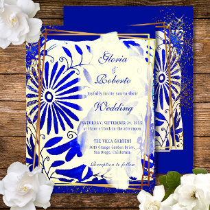 Invitation Coloré bleu Talavera Mariage mexicain