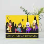 Invitation *~* Coloré Bold SUPERHEROS Anniversaire de enfant (Debout devant)