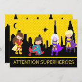 Invitation *~* Coloré Bold SUPERHEROS Anniversaire de enfant (Devant / Derrière)