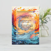 Invitation Coloré Chaotique Ripple Imprimer Anniversaire fête (Debout devant)