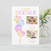 Invitation Coloré Coeur Star Balloon photo Anniversaire conjo (Debout devant)
