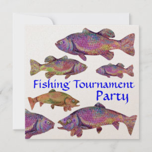 INVITATION COLORÉ COLORÉ TROUILLE DE LA PÊCHE TOURNOI PARTY