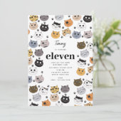 Invitation Coloré Cute Funny Chats & Paw Anniversaire (Debout devant)