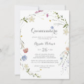 Invitation Coloré Dainty Fleurs sauvages Quinceañera (Devant)