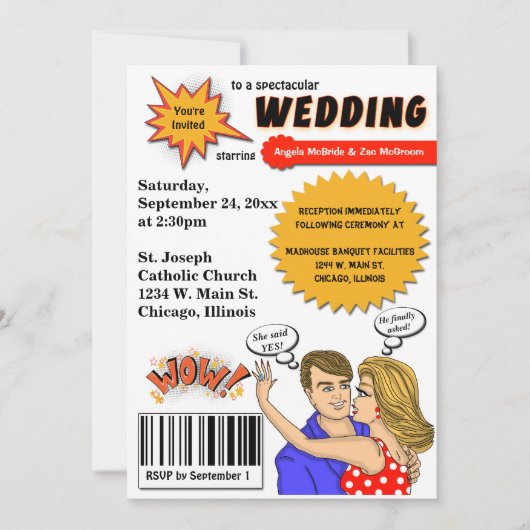 Invitation coloré de mariage de couverture de (Devant)