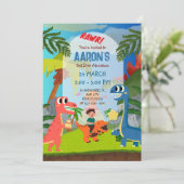 Invitation Coloré Deuxième anniversaire Dinosaur Aventure Par (Debout devant)