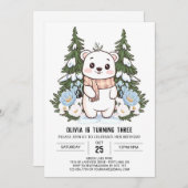 Invitation Coloré Dreamy Ours Polaire Digital Anniversaire (Devant / Derrière)