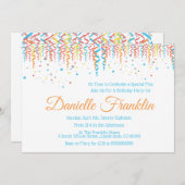 Invitation coloré du Confetti Party (Devant / Derrière)