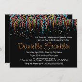 Invitation coloré du Confetti Party (Devant / Derrière)