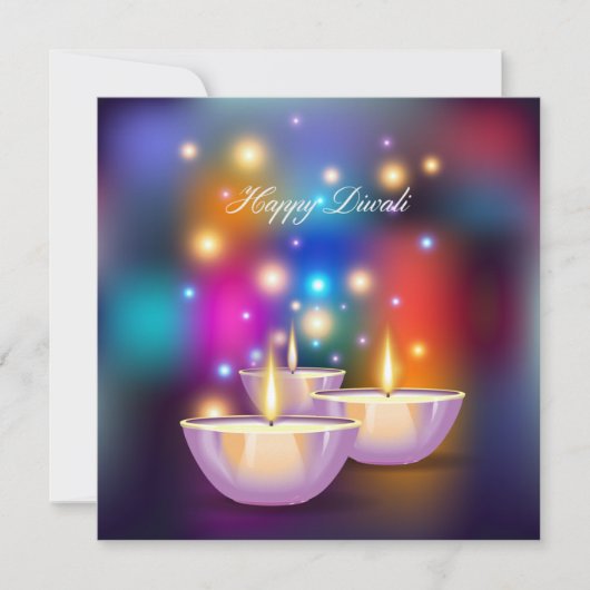 Invitation Coloré élégant Diwali deepas (Devant)