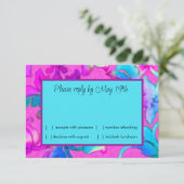 Invitation Coloré en damas peint rose RSVP (Debout devant)