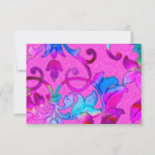 Invitation Coloré en damas peint rose RSVP (Dos)