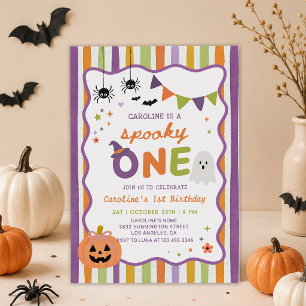 Invitation Coloré Fantôme de Halloween pour un Premier Annive