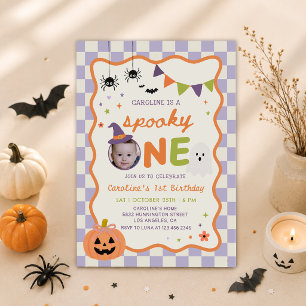Invitation Coloré Fantôme de Halloween pour un Premier Annive