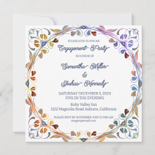 Invitation Coloré Floral Frontière Engagement Partie Invitati