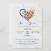 Invitation Coloré Floral Heart Mariage mexicain (Devant)