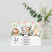Invitation Coloré Floral Wild One Jungle Safari Anniversaire (Debout devant)