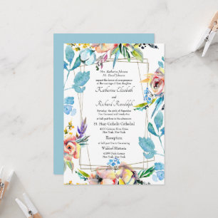 Invitation Coloré Formel Floral Divorcé Parents Mariage Dans