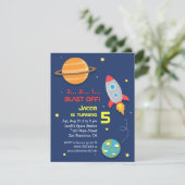 Invitation Coloré, Fusée, Fête Spatiale, Anniversaire Enfants (Debout devant)
