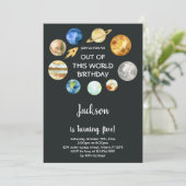 Invitation Coloré Galaxy Rocket Thème pour enfants (Debout devant)