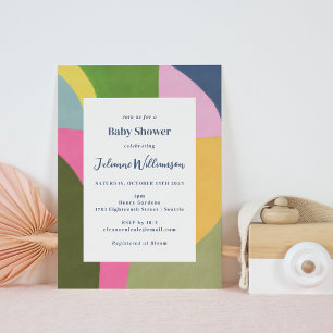 Invitation Coloré Gras Moderne Abstrait Baby shower mignon