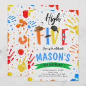 Invitation Coloré Haut Cinq Anniversaire (Devant / Derrière)