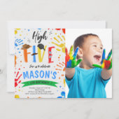 Invitation Coloré High Cinq Anniversaire Photo (Devant)