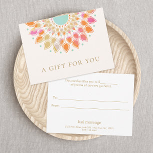 Invitation Coloré Lotus Floral Spa certificat cadeau