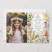 Invitation Coloré Magique Pixie Fée Floral Photo Anniversaire (Devant)