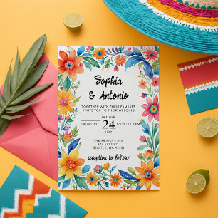 Invitation Coloré mexicain Floral Fiesta Mariage