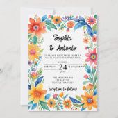 Invitation Coloré mexicain Floral Fiesta Mariage (Devant)